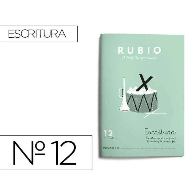 Cuaderno Rubio Escritura nº 12 Escritura para mejorar la letra y la ortografía con letra continua