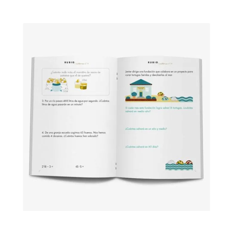 Cuaderno Rubio Problemas nº 14 Sumar, restar, multiplicar por varias cifras y dividir por una cifra