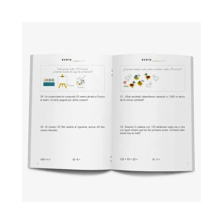 Cuaderno Rubio Problemas nº 14 Sumar, restar, multiplicar por varias cifras y dividir por una cifra