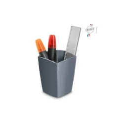 CUBILETE PORTALAPICES CEP MINERAL PLASTICO COLOR GRIS 75X75X95 MM