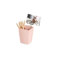 CUBILETE PORTALAPICES CEP MINERAL PLASTICO COLOR ROSA 75X75X95 MM
