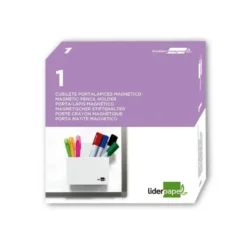 CUBILETE PORTALAPICES LIDERPAPEL BLANCO OPACO PLASTICO MAGNETICO 125X75X40 MM