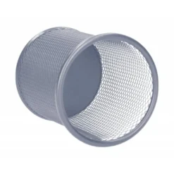 Cubilete portalapices marca Q-Connect plata rejilla