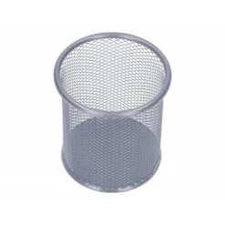 Cubilete portalapices marca Q-Connect plata rejilla