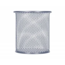 Cubilete portalapices marca Q-Connect plata rejilla