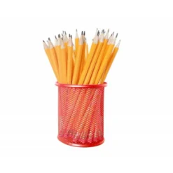 Cubilete portalapices marca Q-Connect rojo rejilla