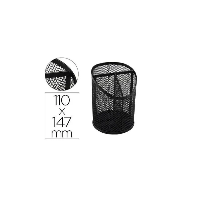 CUBILETE PORTALAPICES Q-CONNECT METAL REJILLA NEGRO CON 3 COMPARTIMIENTOS DIAMETRO 110 ALTURA 147 MM