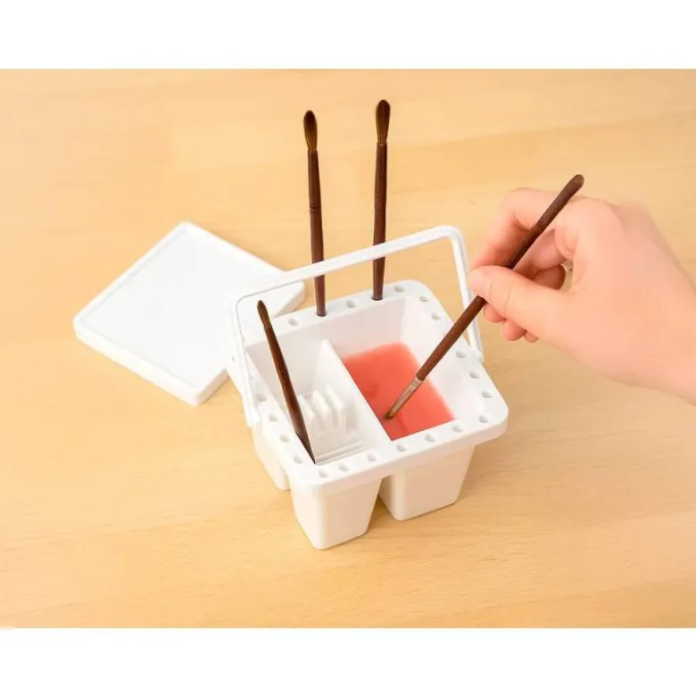 CUBO LIMPIADOR DE PINCELES LIDERPAPEL DE PLASTICO CON ASA TRANSPORTABLE 13X13X9 CM