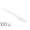 CUCHILLO DE PLASTICO BLANCO REUTILIZABLE PAQUETE DE 100 UNIDADES