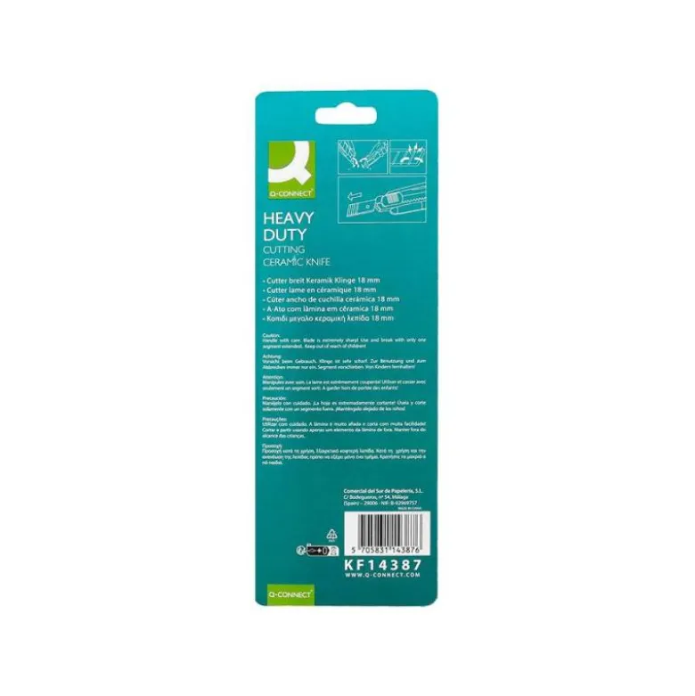 CUTER METALICO Q-CONNECT XD-C78 CUCHILLA ANCHA DE CERAMICA 155X20X18 MM