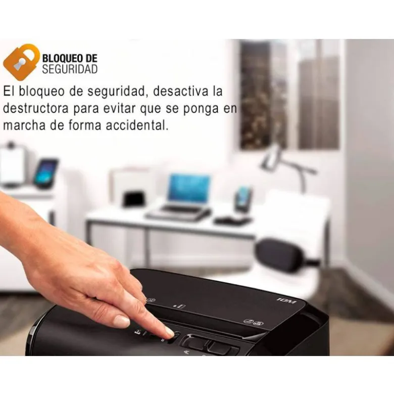 DESTRUCTORA DE DOCUMENTOS FELLOWES 10M CAPACIDAD DE CORTE 10 H SEGURIDAD P5 DESTRUYE GRAPAS Y TARJETAS DE
