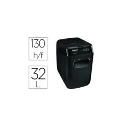 Destructora de Documentos Fellowes Automax 130C Corte en partículas 130 Hojas Automático 32L Nivel seguridad DIN en Negro