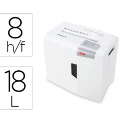 Destructora de Documentos HSM Shredstar X8 Corte en partículas 8 Hojas 18L Nivel seguridad P-4 en Blanco