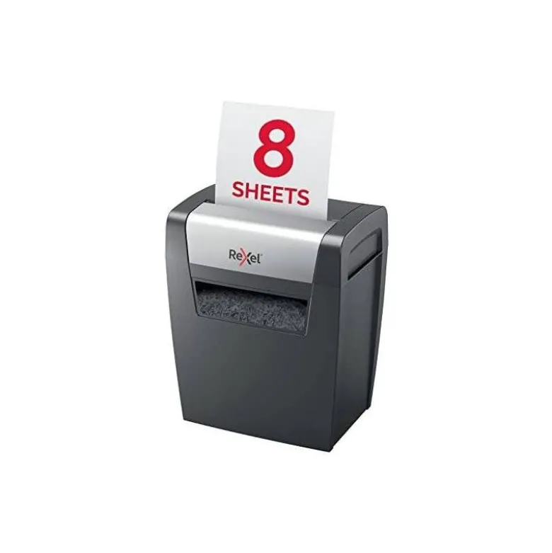 DESTRUCTORA DE DOCUMENTOS REXEL MOMENTUM X308 CAPACIDAD DE CORTE 8 HOJAS DESTRUYE GRAPAS Y CLIPS 15 LITROS