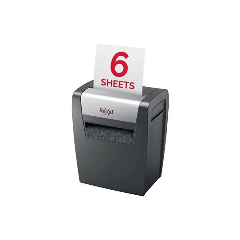 DESTRUCTORA DE DOCUMENTOS REXEL MOMENTUM X406 P4 CAPACIDAD DE CORTE 6 HOJAS DESTRUYE GRAPAS Y CLIPS