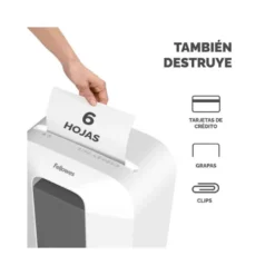 DESTRUCTORA DE DOCUMENTOS FELLOWES LX25 CAPACIDAD 6H SEGURIDAD P4 DESTRUYE GRAPAS CLIPS Y TARJETAS
