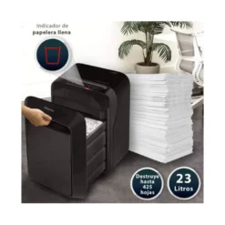 DESTRUCTORA DE DOCUMENTOS FELLOWES LX211 CAPACIDAD DE 12 HOJAS SEGURIDAD P5 NEGRA PAPELERA 23 L GRAPAS