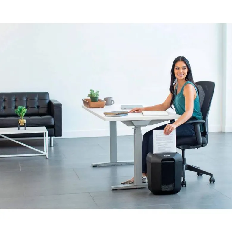 DESTRUCTORA DE DOCUMENTOS FELLOWES LX-85 CAPACIDAD DE CORTE 12 H SEGURIDAD P4 DESTRUYE GRAPAS CLIPS Y