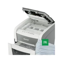 DESTRUCTORA DE DOCUMENTOS LEITZ IQ AUTO+ OFFICE 50 CAPACIDAD DE CORTE 50 HOJAS DESTRUYE GRAPAS Y CLIPS