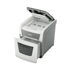 DESTRUCTORA DE DOCUMENTOS LEITZ IQ AUTO+ OFFICE 50 CAPACIDAD DE CORTE 50 HOJAS DESTRUYE GRAPAS Y CLIPS