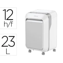 DESTRUCTORA DE DOCUMENTOS FELLOWES LX211 CAPACIDAD DE 12 HOJAS SEGURIDAD P5 BLANCA PAPELERA 23 L GRAPAS