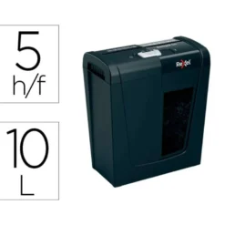 DESTRUCTORA DE DOCUMENTOS REXEL SECURE S5 EU CAPACIDAD 5 HOJAS GRAPAS CLIPS TARJETAS Y CD PAPELERA 10 L