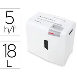 Destructora de Documentos HSM Shredstar X5 Corte en partículas 5 Hojas 18L Nivel seguridad P-4 en Blanco
