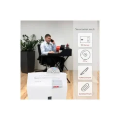 Destructora de Documentos HSM Shredstar X5 Corte en partículas 5 Hojas 18L Nivel seguridad P-4 en Blanco