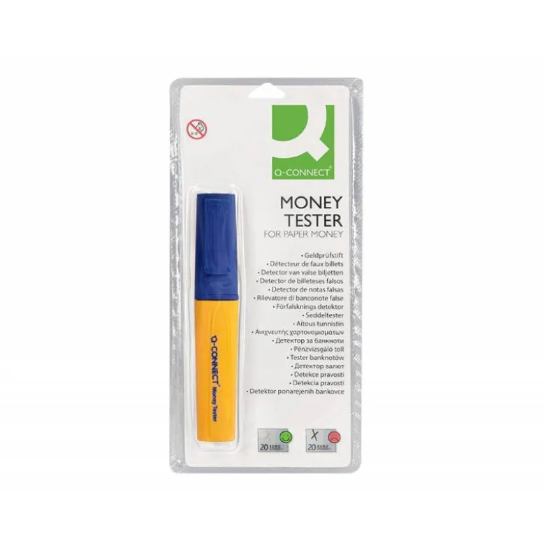 Detector billetes falsos.Rotulador Q-Connect Euro Tester