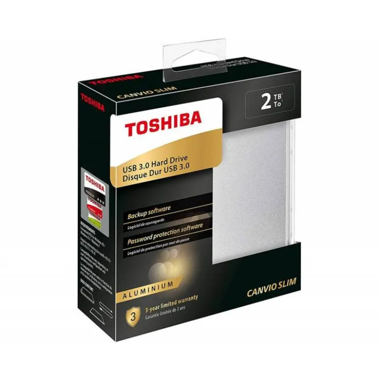 DISCO DURO EXTERNO TOSHIBA CANVIO SLIM HDD 2,50" 5.000 MBIT/S USB 3.0 2 TB COLOR BLANCO