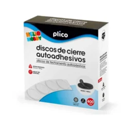 DISCO DE CIERRE PLICO VELCRO AUTOADHESIVO 20 MM DIAMETRO COLOR NEGRO CAJA DE 400 UNIDADES