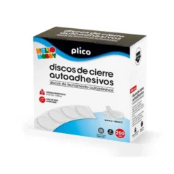 DISCO DE CIERRE PLICO VELCRO AUTOADHESIVO 20 MM DIAMETRO COLOR BLANCO CAJA DE 200 UNIDADES