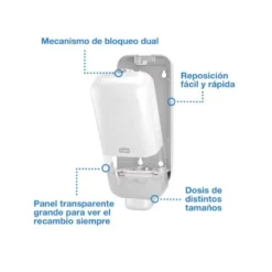 Dispensador de jabon en espuma manual marca Tork color blanco 1 litro