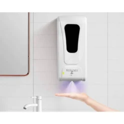 DISPENSADOR PARA GEL Y JABON Q-CONNECT AUTOMATICO SENSOR Y SOPORTE METALICO 152 CM ALTO 13X11,5X27 CM 1000 ML BLANCO