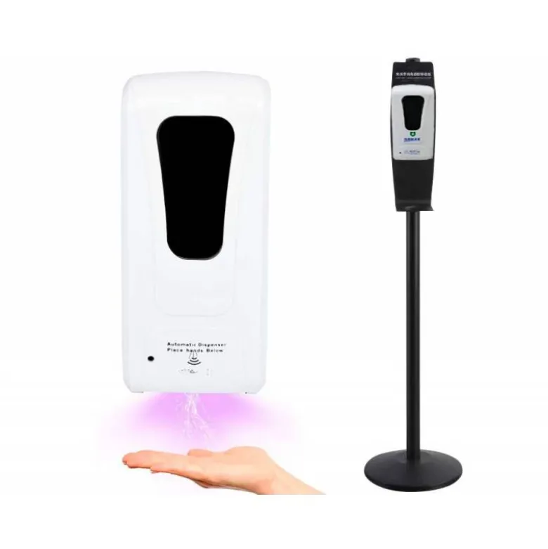 DISPENSADOR PARA GEL Y JABON Q-CONNECT AUTOMATICO SENSOR Y SOPORTE METALICO 152 CM ALTO 13X11,5X27 CM 1000 ML BLANCO