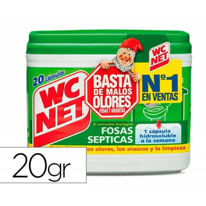 ELIMINA OLORES WC NET FOSAS SEPTICAS CAPSULA DE 18 GR CAJA DE 20 UNIDADES