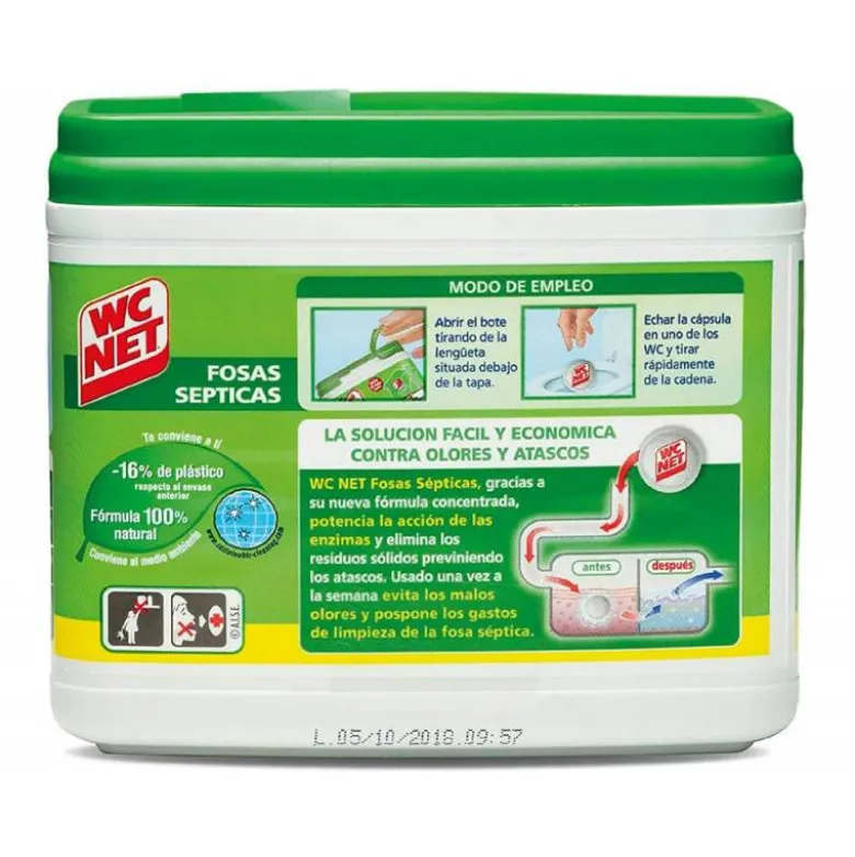 ELIMINA OLORES WC NET FOSAS SEPTICAS CAPSULA DE 18 GR CAJA DE 20 UNIDADES