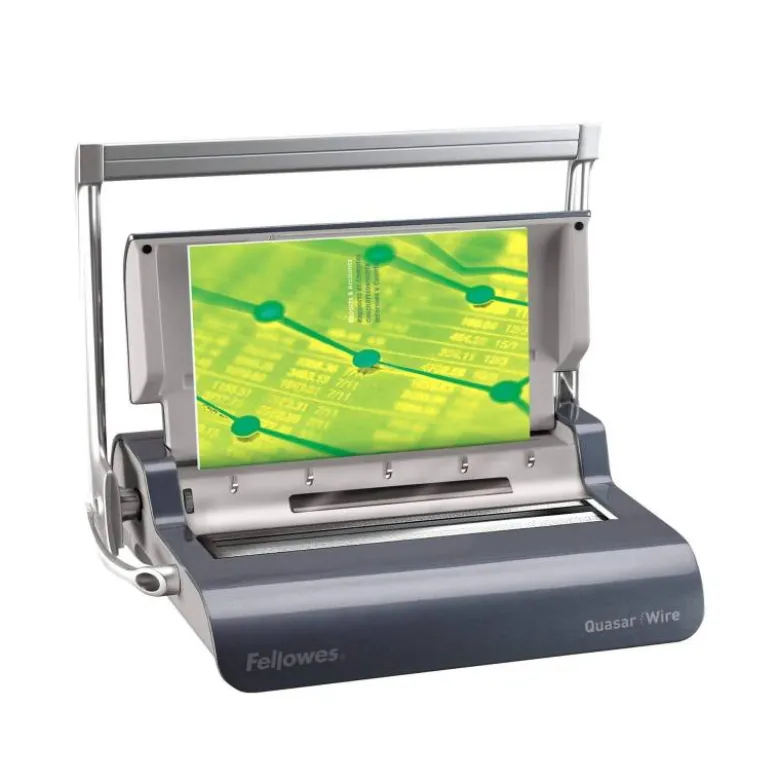 ENCUADERNADORA PARA ESPIRAL WIRE FELLOWES QUASAR DOBLE ESPIRAL PERFORA 15 HOJAS TAMAÑO A4 ENCUADERNA HASTA