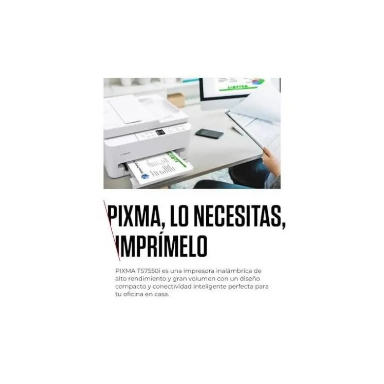 EQUIPO MULTIFUNCION CANON PIXMA TS7550I A4 TINTA 14PPM NEGRO/9PPM COLOR DUPLEX USB IMPRESORA COPIADORA ESCANER