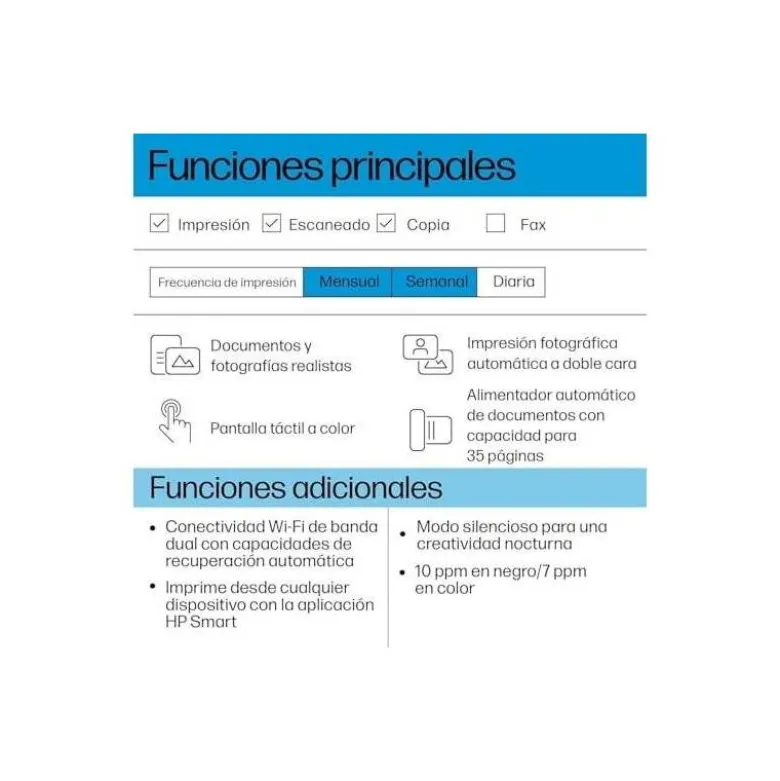 EQUIPO MULTIFUNCION HP ENVY 6520E INKJET WIFI 10PPM NEGRO 7PPM COLOR ESCANER COPIA IMPRESORA FAX