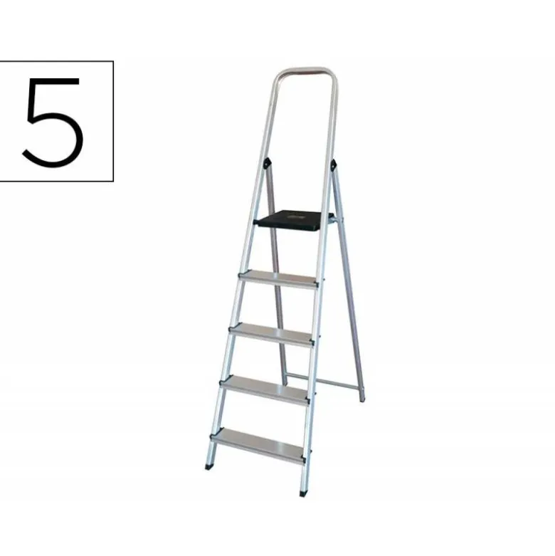 Escalera q-connect de aluminio 5 peldaños 1062x483x1675 mm peso maximo 150 kg