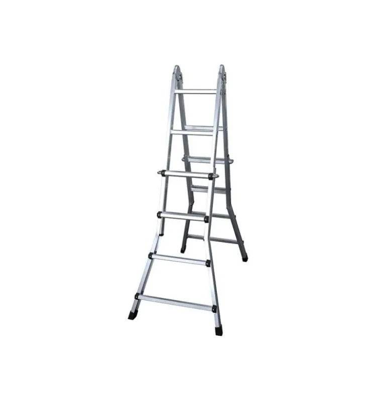 ESCALERA TELESCOPICA DE ACERO Y ALUMINIO DE 4+4 PELDAÑOS CON TAPA FINAL PVC ANTIDESLIZANTE EN131-4
