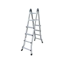 ESCALERA TELESCOPICA DE ACERO Y ALUMINIO DE 4+4 PELDAÑOS CON TAPA FINAL PVC ANTIDESLIZANTE EN131-4