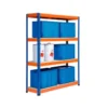 ESTANTERIA METALICA AR STABIL XL 200X150X60 CM 4 ESTANTES 430 KG POR ESTANTE BANDEJA DE MADERA SIN TORNILLOS
