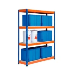 ESTANTERIA METALICA AR STABIL XL 200X150X60 CM 4 ESTANTES 430 KG POR ESTANTE BANDEJA DE MADERA SIN TORNILLOS