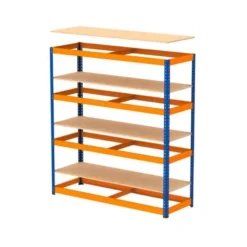 ESTANTERIA METALICA AR STABIL XL 200X150X60 CM 4 ESTANTES 430 KG POR ESTANTE BANDEJA DE MADERA SIN TORNILLOS