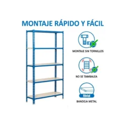 ESTANTERIA METALICA SIMONRACK KIT SIMONCLICK MINI 5/400 COLOR AZUL/BLANCO 5 ESTANTES 180 KG POR ESTANTE 180X80X40CM