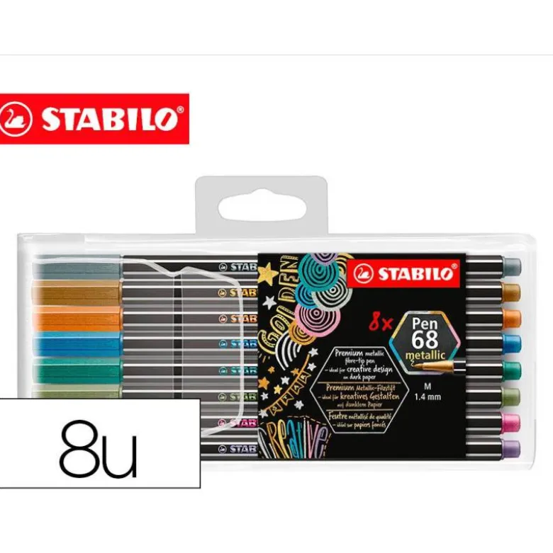 Estuche rotulador Stabilo Pen 68 Metallic 8 unidades