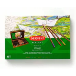 ESTUCHE DE PINTURA DERWENT ACADEMY MADERA LAPICES DE COLORES 35 PIEZAS