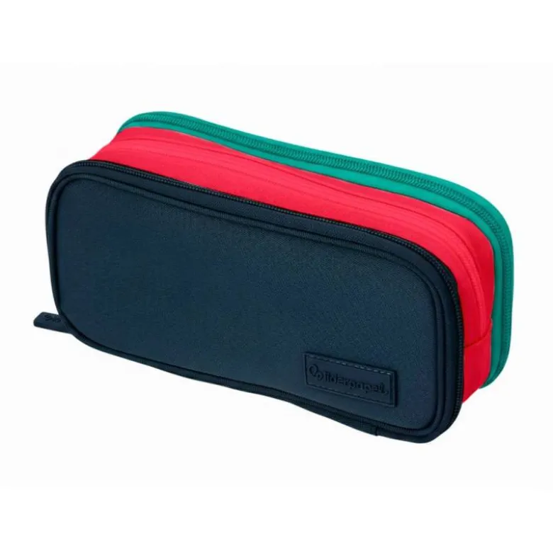 ESTUCHE PORTATODO LIDERPAPEL FUNKY 3 CREMALLERAS CON APERTURAS LATERALES AZUL FUSCIA TURQUESA 220X100X65 MM